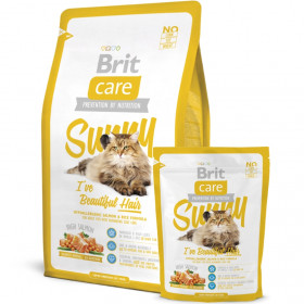 Суха храна за котки Brit Care Beautiful Skin Sunny за здрава кожа и красива козина  с 35% сьомга и 14% прясно пилешко месо